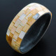 Mother Of Pearl 8" Iridescent Gold Bangle Bracelet