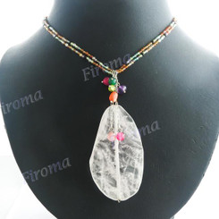 925 Silver Rose Quartz Leaf 15" Chain Necklace