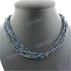 Glass Seed Beads 18" Peacock Bronze Necklace