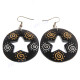 1 1/2" Wood Tribal Star French Hook Earrings