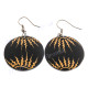 1 3/16" Wood Tribal Round French Hook Earrings