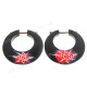 1 7/16" Wood Tribal Round Hoop Post Earrings