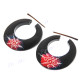 1 7/16" Wood Tribal Round Hoop Post Earrings