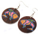1 5/16" Wood Fish Round French Hook Earrings