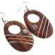 1 9/16" Paua Shell Wood Oval French Hook Earrings