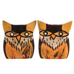 7/8" Wood Owl Post Earrings