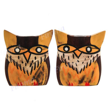 7/8" Wood Owl Post Earrings