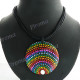 Wood Round 18" Rainbow Wires Necklace Earring
