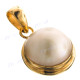 1 1/8" 925 Silver White Mabe Vermeil Gold Pendant