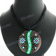 Wood Flower 18" Green White Wires Necklace Earring
