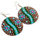 Wood Flower 18" Green White Wires Necklace Earring