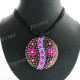 Wood Flower 18" Purple White Wires Necklace Earring