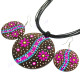 Wood Flower 18" Purple White Wires Necklace Earring