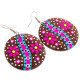 Wood Flower 18" Purple White Wires Necklace Earring