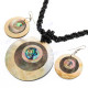 Mother Of Pearl Paua Abalone 17" Black Wires Necklace Earring