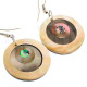 Mother Of Pearl Paua Abalone 17" Black Wires Necklace Earring