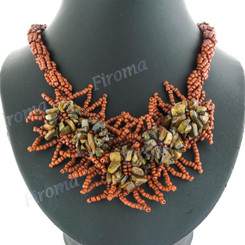 Seed Beads Tiger Eye 21" Brown Necklace