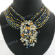 Seed Beads Carnelian Quartz 15" Blue Necklace Pendant
