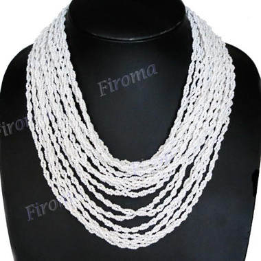 Glass Seed Beads 19" White Necklace