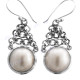 1 1/4" 925 Silver White Mabe Pearl French Wires Earrings