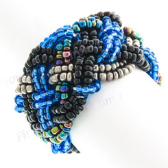 Seed Beads 7" Peacock Black Bracelet