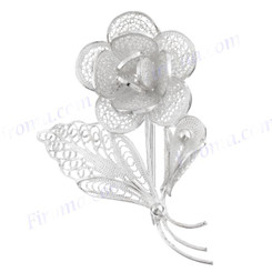 1 3/4" 925 Silver Flower Brooche