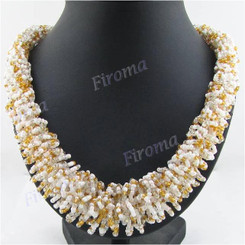 Seed Beads 26" Silver White Necklace