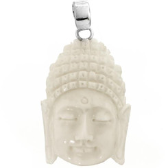 1 13/16" 925 Silver Buffalo Bone Buddha Pendant