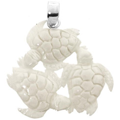 1 5/8" 925 Silver Buffalo Bone Turtle Pendant