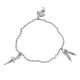 925 Silver Ballet Dance Ballerina Beaded Sterling Charm Bracelet, 7"
