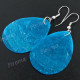 1 3/4" Dyed Capiz Shell Teardrop Aqua Blue French Hook Earrings