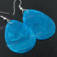 1 3/4" Dyed Capiz Shell Teardrop Aqua Blue French Hook Earrings