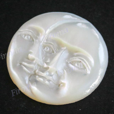 Cabochon Mother Of Pearl Face Moon Sun 13/16"(21mm)
