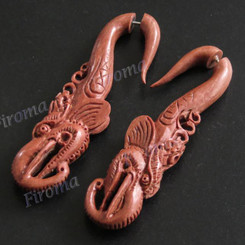 2 7/16" Natural Wood Fake Gauge Post Earrings