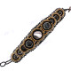 Glass Seed Beads Mother Of Pearl Shell 7 1/2" Copper Black Bracelet