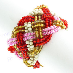 Seed Beads 7" Cream Gold Bracelet