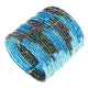 Glass Seed Beads 8" Turquoise Peacock Cuff Bracelet