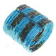 Glass Seed Beads 8" Turquoise Peacock Cuff Bracelet