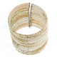 Glass Seed Beads 8" Silver Cream Cuff Bracelet