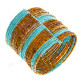 Glass Seed Beads 8" Turquoise Copper Cuff Bracelet
