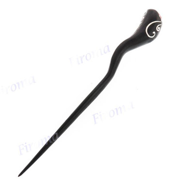Wood Flower Brown White Hairpin