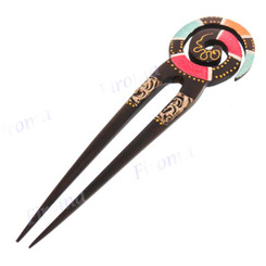 Wood Tribal Maori Brown Hairpin