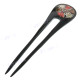 Coral Resin Shell Black Hairpin