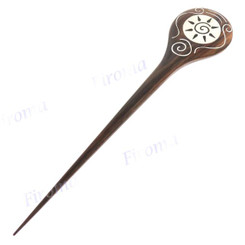 Resin Wood Ethnic Brown Hairpin