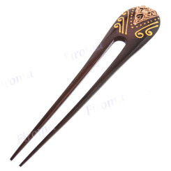 Wood Ethnic Brown Hairpin
