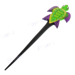 Wood Turtle Purple Brown Hairpin