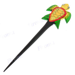 Wood Turtle Yellow Brown Hairpin