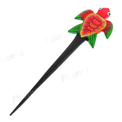 Wood Turtle Brown Green Hairpin