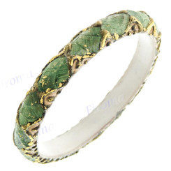 Python Snake Leather Turquoise Green Gold Bangle Bracelet
