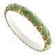 Python Snake Leather Turquoise Green Gold Bangle Bracelet